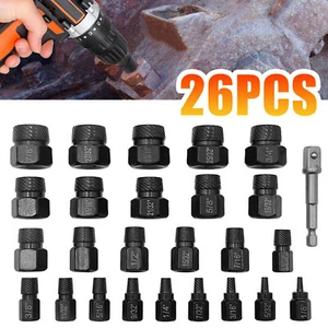 26Pcs Screw Extractor Set Hex Head Multi-Spline Easy Out Bolt Extractor Set CrMo - Picture 1 of 17