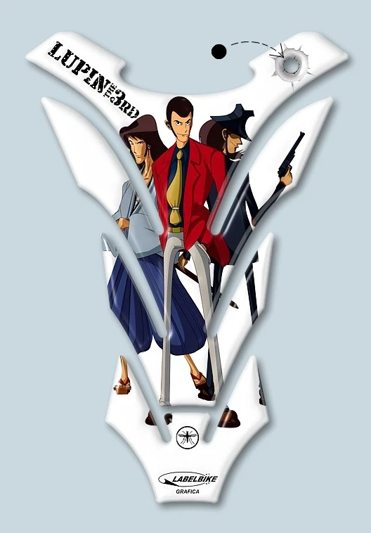 PARASERBATOIO LUPIN 3-THE THIRD-TERZO ADESIVI SERBATOIO RESINA 3D x MOTO Bianco