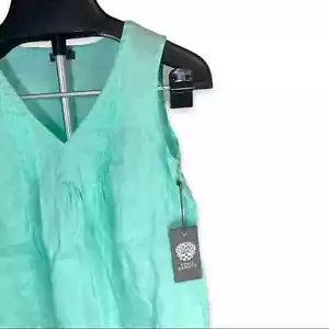 Nueva con etiquetas Vince Camuto 100% lino para mujer XS Aqua hielo cuello en V blusa sin mangas primavera '20 nueva - Imagen 1 de 11