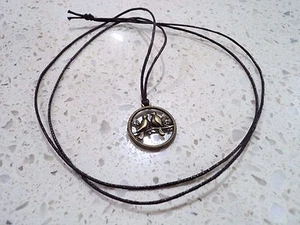 Antiqued Bronze Perched Love Birds Pendant Charm Necklace in Brown Cord - Picture 1 of 1