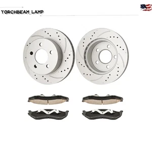 Front Brake Drilled Disc Rotors + Ceramic Pads For 1999-2006 Jeep Wrangler - Bild 1 von 14