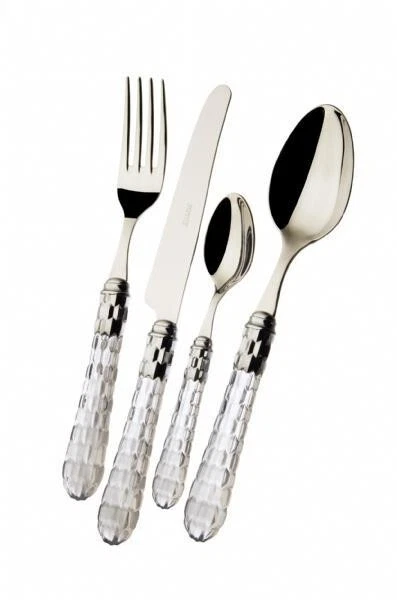 Posate cristallo set 24pz manico trasparente ghiera cromo CasaBugatti sconto 30% - Immagine 1 di 2