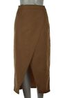 NEW Choies Womens Skirt Size 6 Light Brown Solid Straight Below Knee Asymmetric