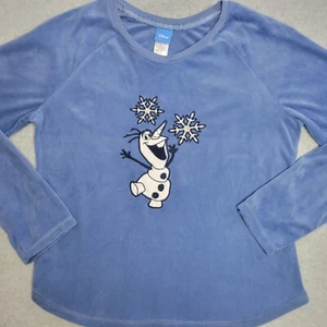 DISNEY Frozen Olaf Lounge Sweat Shirt PJ Pajama Top Womens Velour Medium M - Picture 1 of 5