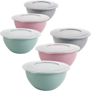Set di 6 ciotole con coperchio 5l, insalatiera, ciotola per mescolare, plastica - Foto 1 di 4