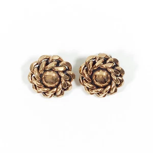 Pendientes vintage con clip de cobre Renoir de mediados de siglo cadena redonda con botones - Imagen 1 de 3