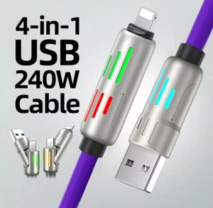4-in-1 240W USB-C Cable, USB C Cable 1.2m, Multi USB Charging Data Cables USA - Picture 1 of 9