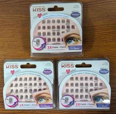 LOTE DE 3 PESTAÑAS KISS EVER EZ TRIO COMBO MEDIANO - 30 PESTAÑAS TRÍO EN PAQUETE EA #57927 Foto 1 de 2
