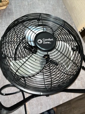 comfort zone CZHV12B 12 in Floor Fan - Black 3 Speeds All Metal Construction UL - Image 1 of 4