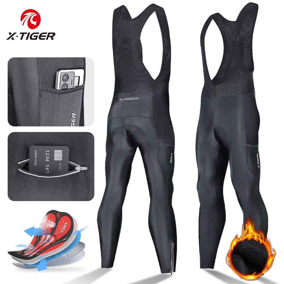 Pantaloni ciclismo salopette invernale MTB termico fondello Gel 5D Bicicletta  - Imagen 1 de 4