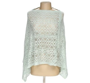 Poncho Pullover Flecos Tejido Crochet Verde Menta Lava Cuello en V Mujer Pequeño - Imagen 1 de 2