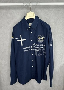 La Martina Shirt Button Embroidered Polo Team Blue Mens Size XL - Picture 1 of 5