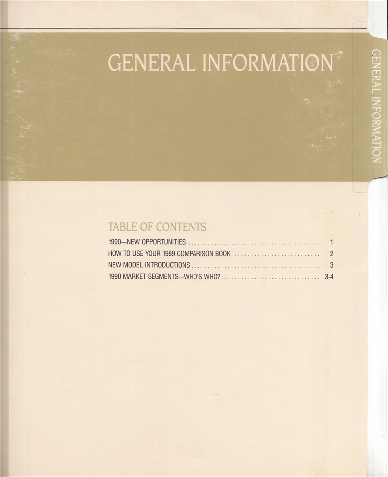 Chevrolet 1990 comparación competitiva concesionario álbum original - sin carpeta original Foto 1 de 2