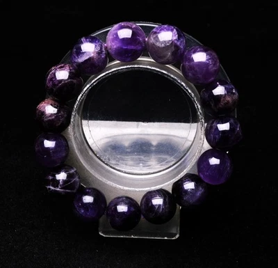 Brazalete Brazalete Cristal Amatista Morado Sueño Natural 14mm Hecho a Mano Foto 1 de 4