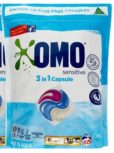2x 60pk Omo Deep Clean Active Sensitive 3-in-1 Gentle Laundry Detergent Capsules - Picture 1 of 1