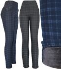 Women's Plaid Classic Design Checkered Plush Lined Winter Pants Leggings
