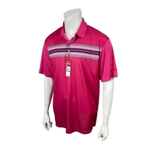 Ben Hogan UPF Moisture Wicking Red Bud Striped Golf Polo Shirt Mens XL - Picture 1 of 14