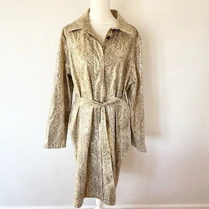 Gabardina vintage para mujer Y2K piel de serpiente imitación cuero con cinturón mafia esposa grunge - Imagen 1 de 8