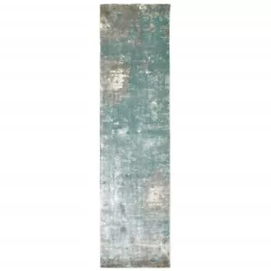 3' X 10' Blue And Gray Abstract Pattern Indoor Runner Rug - Picture 1 of 1