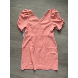NWT Chelsea 28 Puff Sleeve Mini Dress Coral Pink Preppy Summer Size XL - Picture 1 of 5