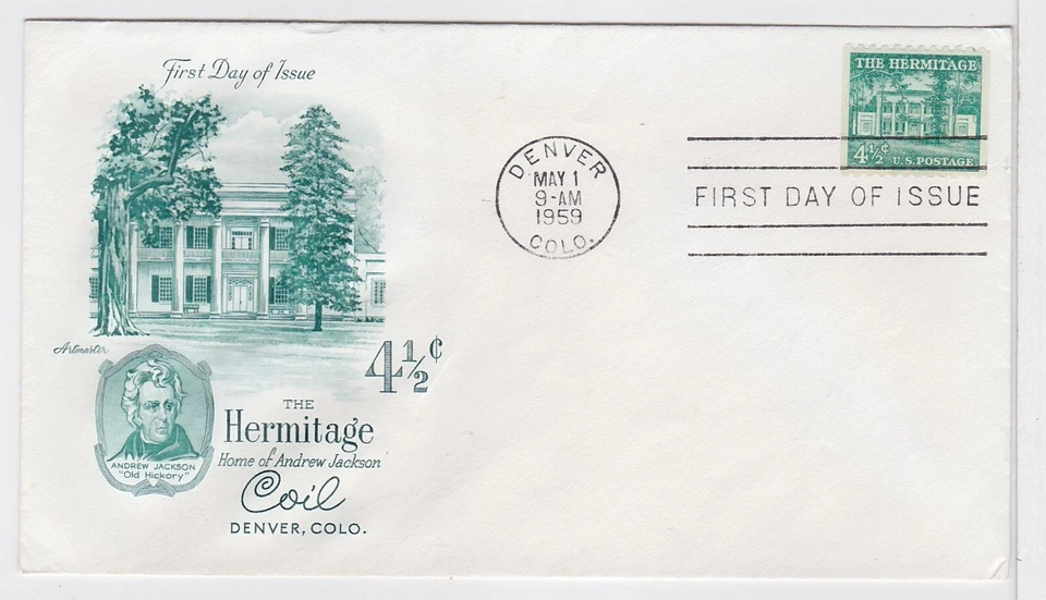 TurtlesTradingPost - The Hermitage 4 1/2 Cent   #1037- 1959 FDC Artmaster Cachet - Image 1 of 1