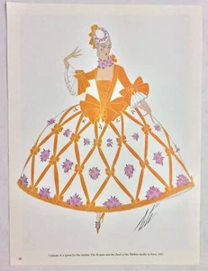 Disfraces teatrales vintage de Erte en impresión de libro a todo color 1979 - Hoja 3 - Imagen 1 de 4