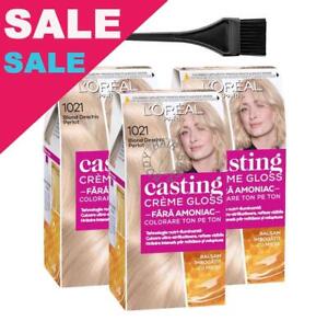 L'Oreal Casting Creme Light Pearl Blond 1021 Hair Color Ammonia Free Pack of 3