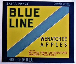 Etiqueta de caja de cítricos marca Blue Line, original - Imagen 1 de 1