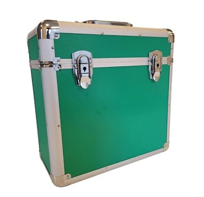 MAISON & WHITE Vinyl LP Record Storage Case Aluminium Green Silver DJ Box Heavy Duty 50pcs M&W