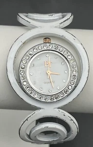 Vintage BT Quartz DAMEN weißfarbene Manschettenuhr mit Strass UNGETESTET - Bild 1 von 11