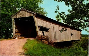 Postcard Parke County Indiana Crooks Covered Bridge Little Raccoon Vintage UNP - Picture 1 of 2