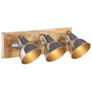 1/3x Wandlamp Industrieel E27 Mangohout Muurverlichting Koper/Zilver vidaXL - Afbeelding 1 van 14