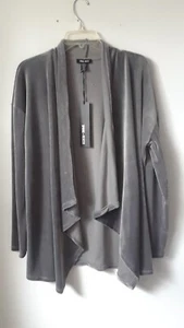 XL New SPRING+MERCER Gray Velour Open Front Cardigan Top NWT - Picture 1 of 4