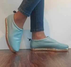 Yevrah Womens Designer PALE BLUE FLAT - Made in Brazil Diver Blue 36.5 EUR - Picture 1 of 4