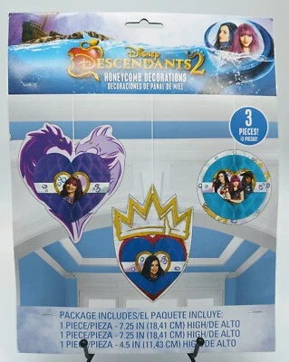 Disney Descendants 2 Party Decorations Ceiling Honeycombs NEW Mal Evie Uma - Image 1 of 2