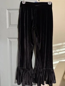 Matilda Jane Girls Size Small Black Velvet Pants With Flare Ruffle Pull-on - Picture 1 of 4