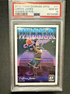2018 PANINI DONRUSS OPTIC WINNER STAYS #11 LEBRON JAMES PSA-10 GEM MINT - Foto 1 di 4