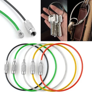 5PCS 15cm Outdoor Hiking Stainless Steel Wire Keychain Key Ring Cable Chains Hot - Picture 1 of 12
