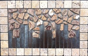 Medallón de piedra y azulejo caído 22 1/8" x 14 1/8" - Imagen 1 de 4