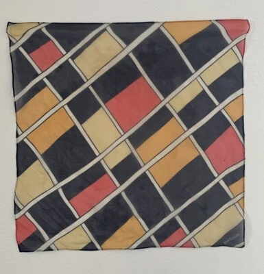 Ann Taylor. Poor Block 几何黄色橙色红色方巾 17 英寸透明 — 第 1/2 张图片