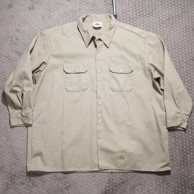 Camisa de Trabajo De Colección Dickies Lona Botón a Presión Kahki Talla 20 Cuello Manga 35 4-5X EE. UU. Foto 1 de 4