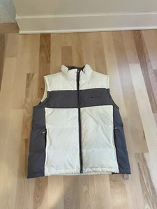 Champion Women L Puffer Down Vest White Gray Streetwear Skiing Preppy Old Money - Picture 1 of 7