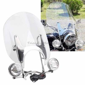 Windshield Windscreen w/Bracket & Chrome Auxiliary Lights Kit For BMW R18 20-24 - Picture 1 of 24