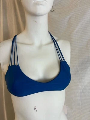 Top de bikini halter con tiras Mikoh para mujer talla L ligero azul liso Foto 1 de 4