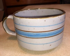 Vintage Otagiri Horizon Speckled  Stoneware Pottery Soup Mugs Brown & Blue - Picture 1 of 7
