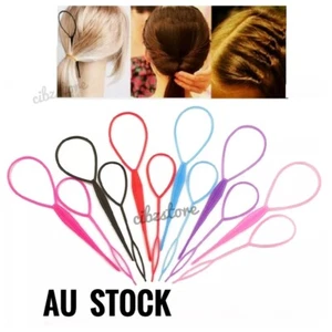 Topsy Tail Hair Styler Loop Maker Tool Kids Ponytail Braids Assorted Colors AU - Picture 1 of 22