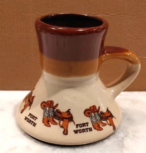 Vintage Fort Worth No Spill Ceramic Travel Mug Wide Base No Slip Dashboard Mug - Picture 1 of 8