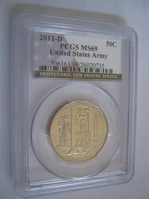 2011 D  US Army Commemorative Half Dollar PCGS MS69 - Image 1 of 4