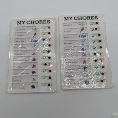 My Chores Checklist Board Home Kids Chore Chart Memo Sliding Boards White New 2 - Image 1 of 4