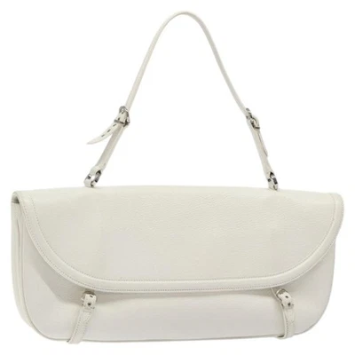 Auténtico bolso de hombro Salvatore Ferragamo de cuero blanco plateado 118665 Foto 1 de 4